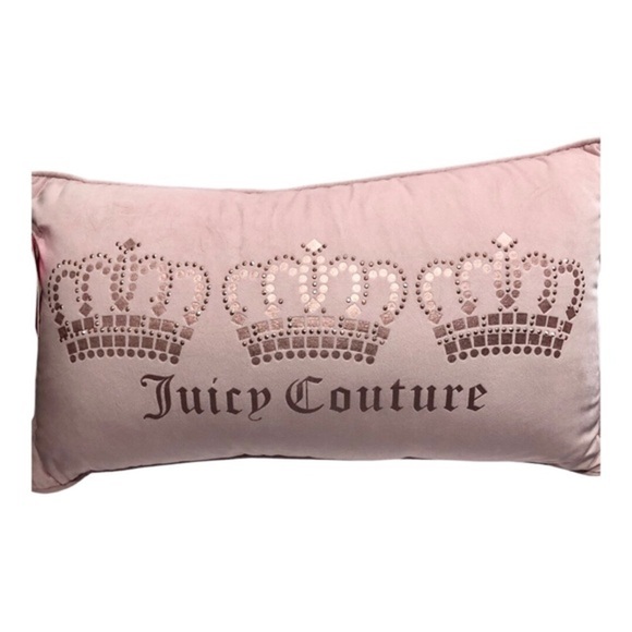 Juicy Couture soft pink & pink‎ metallic 3 crown studded rectangle decor pillow - Picture 13 of 13